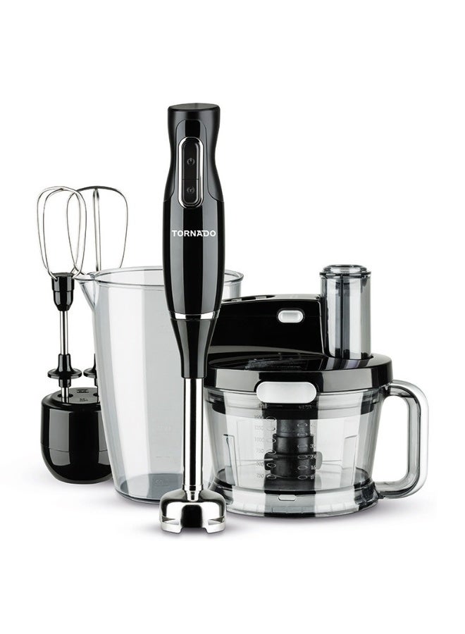 Tornado 4-in-1 Hand Blender, 1000W Power, 3 Blades for Spiral Slices, Ribbons & Shreds, Black/Stainless Steel - Model THB-1000MK - Image 1
